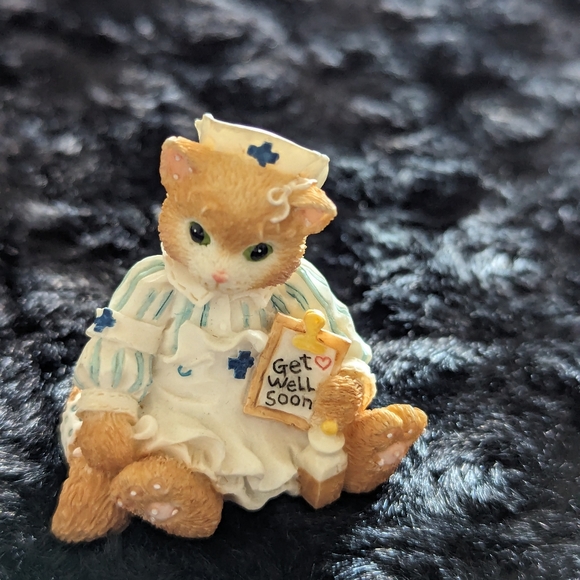 Enesco 1995 Small Cat Figurine Get Well Soon - Picture 1 of 5